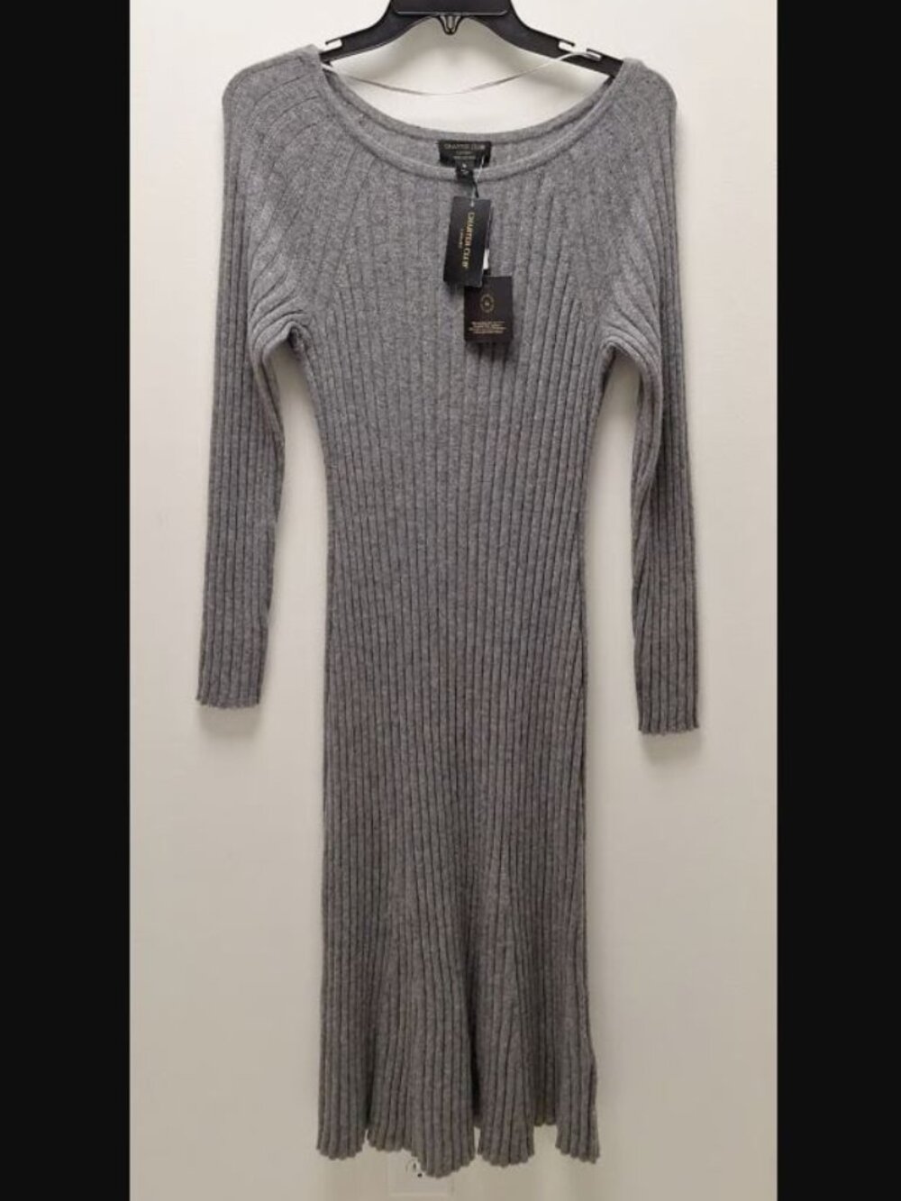 Charter Club Women's 100% Cashmere Gray Dress Size Medium ORG $269 RackD NWT